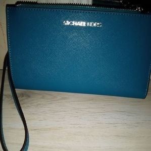Michael Kors TEAL Double Zipper Wristlet